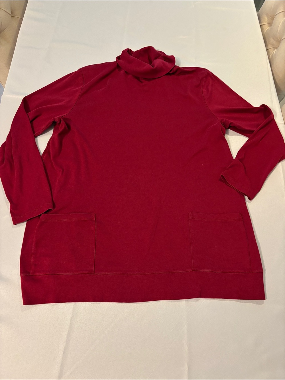 J. Jill Deep Red Turtleneck Sweater with Front Pockets